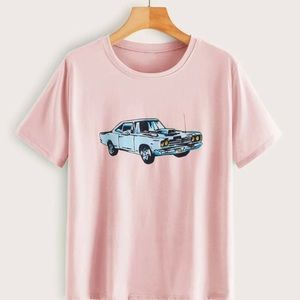 Pink graphic design shirt